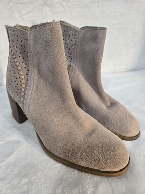 Steve Madden Taupe Suede Perforated Ankle Booties
